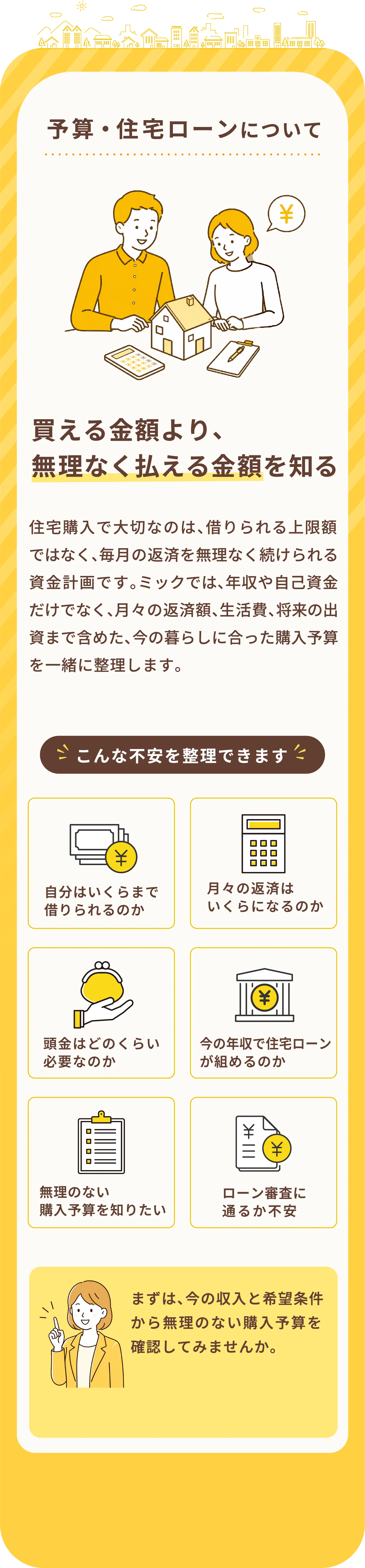 予算 ・ 住宅ローンについて
